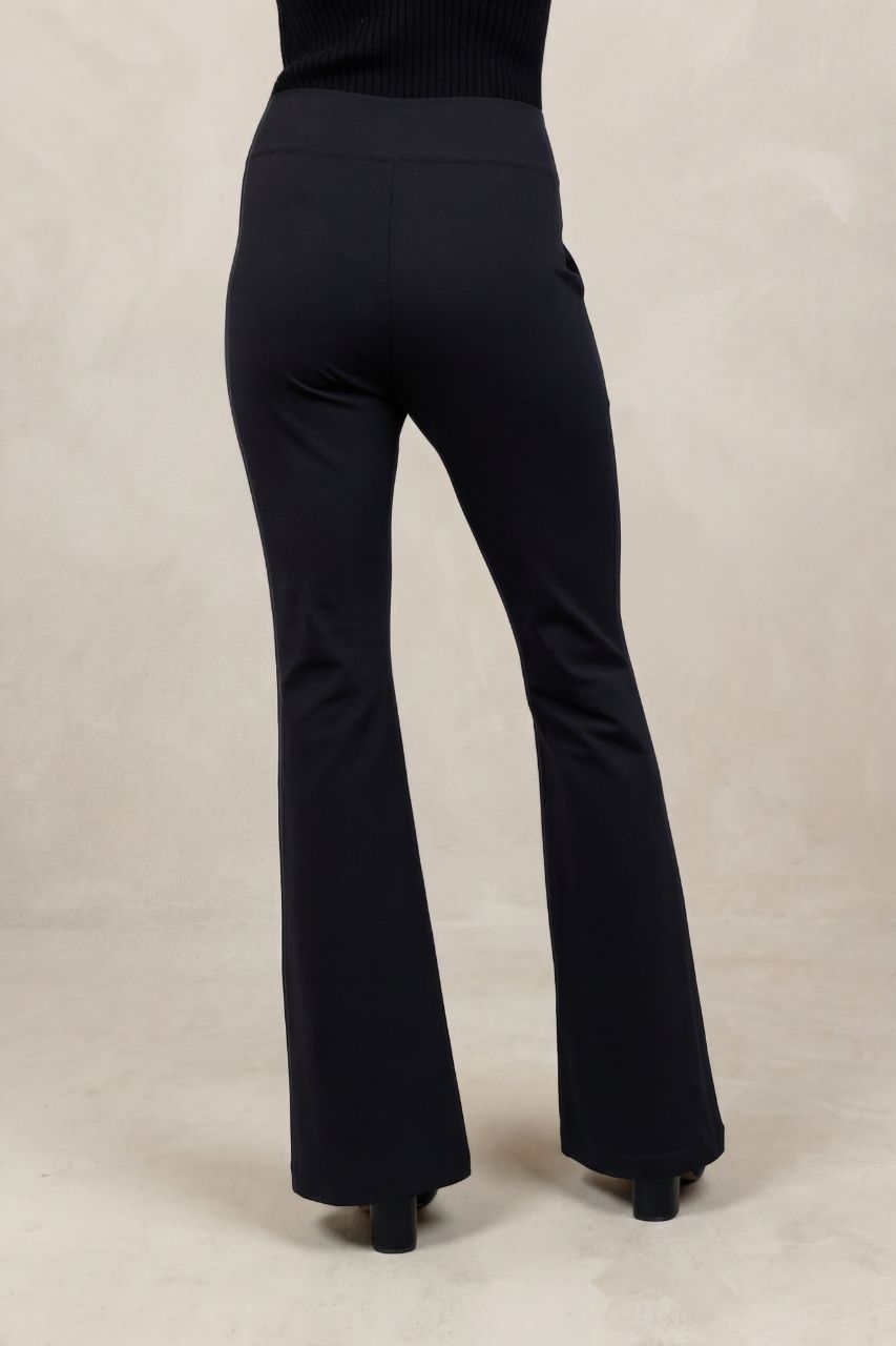 High Waist Victoria Flare Pant - Black Ponte
