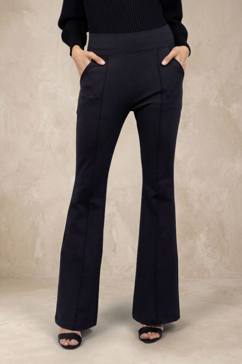 Victoria High Waist Flare Pant, Black Ponte