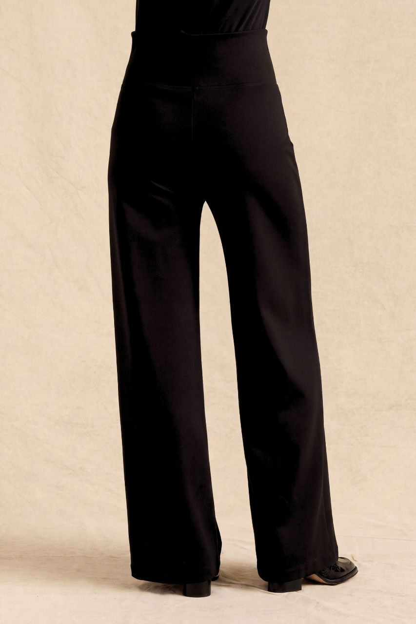 FLAWLESS HIGH WAIST WIDE LEG PANT: BLACK PONTE