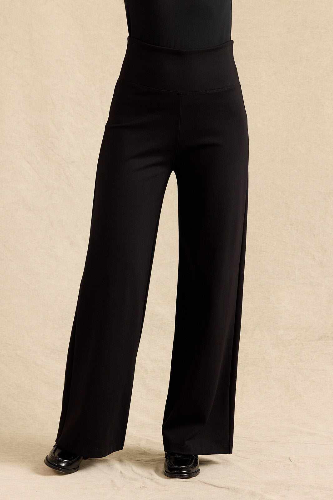 FLAWLESS HIGH WAIST WIDE LEG PANT: BLACK PONTE