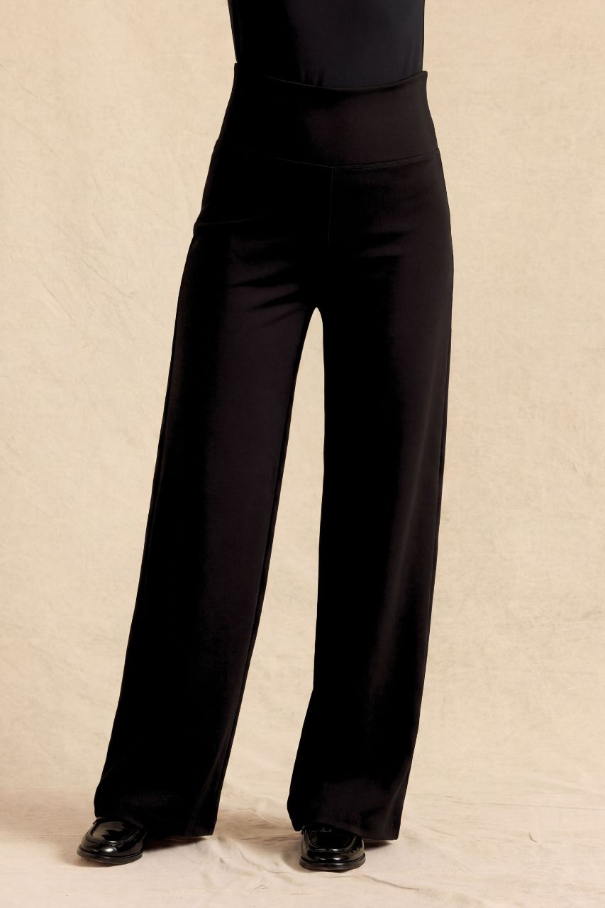 FLAWLESS HIGH WAIST WIDE LEG PANT: BLACK PONTE