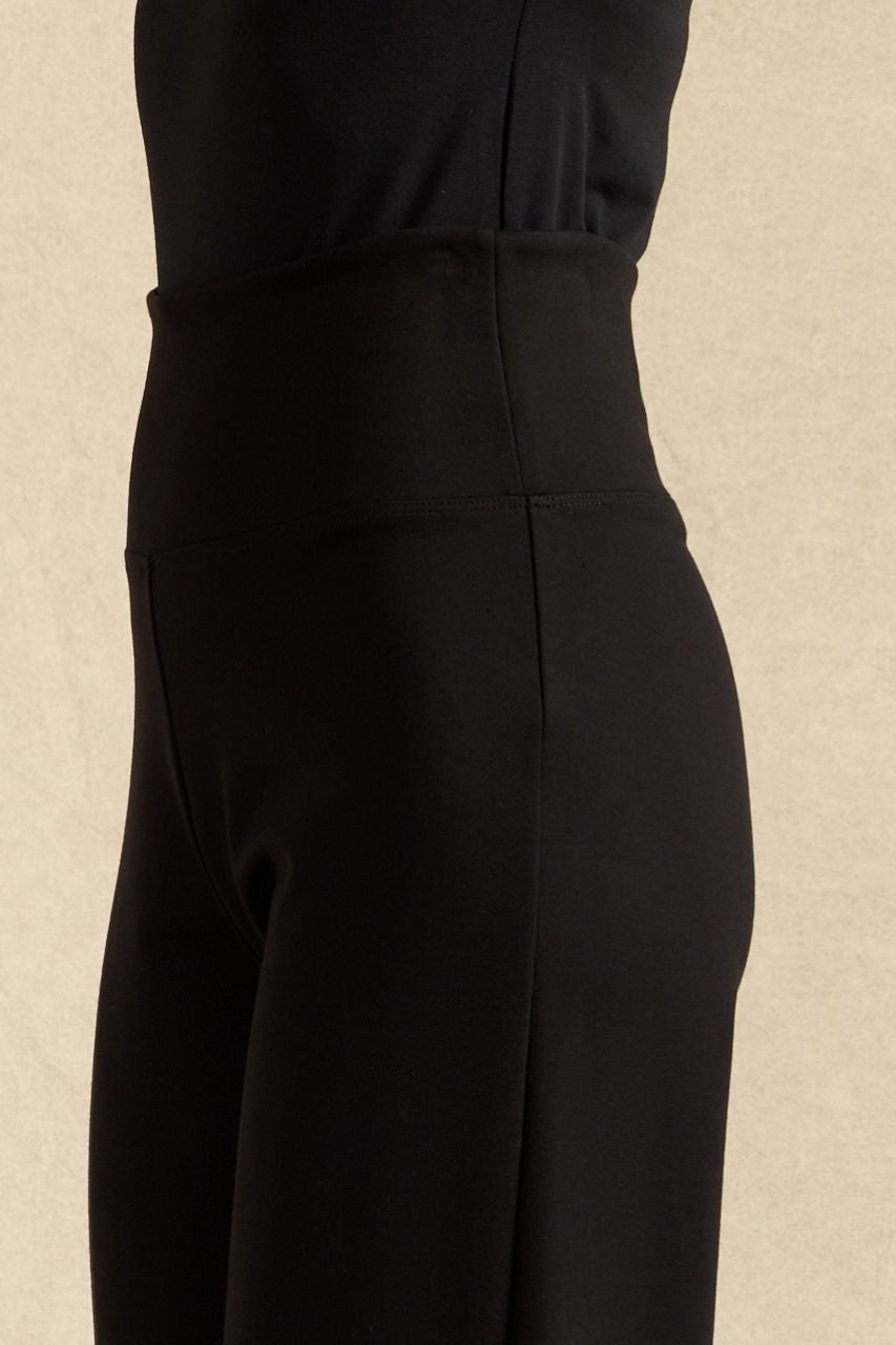 FLAWLESS HIGH WAIST WIDE LEG PANT: BLACK PONTE