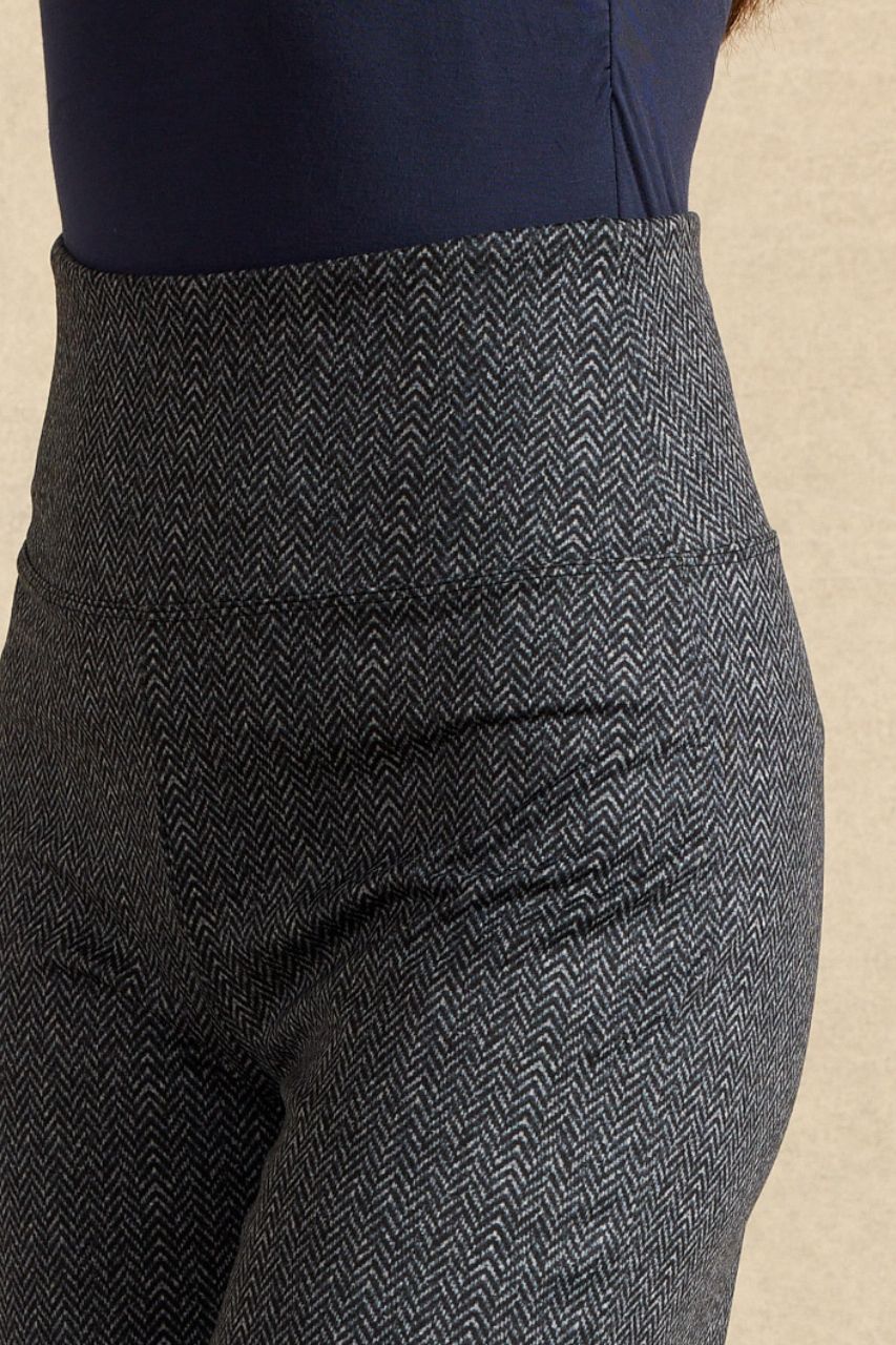 FLAWLESS HIGH WAIST WIDE LEG PANT: CHARCOAL HERRINGBONE