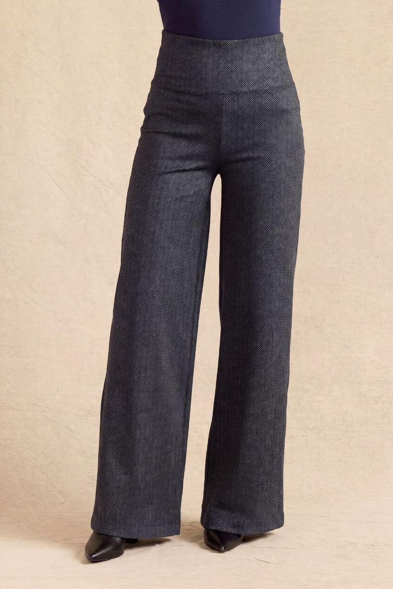 Flawless High Waist Wide Leg Pant, Charcoal Herringbone