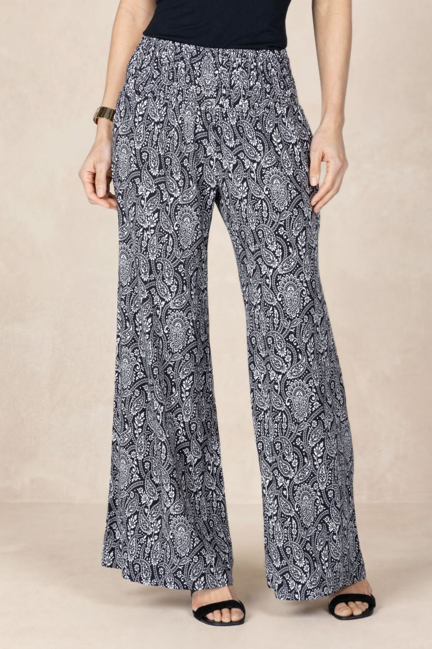 PORTOFINO TRAVEL PANT: BLACK PAISLEY