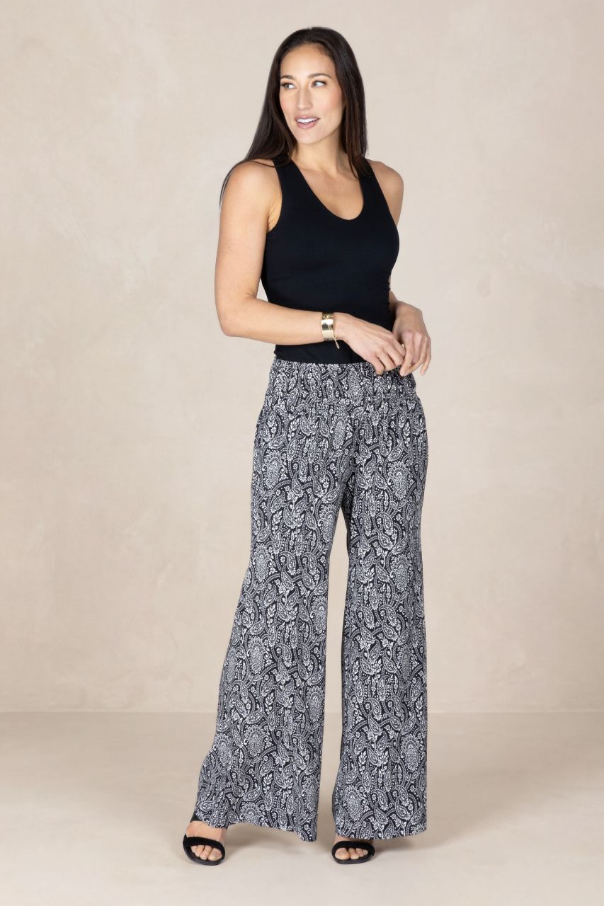 Portofino Travel Pant - Black Paisley | KiraGrace | KIRAGRACE