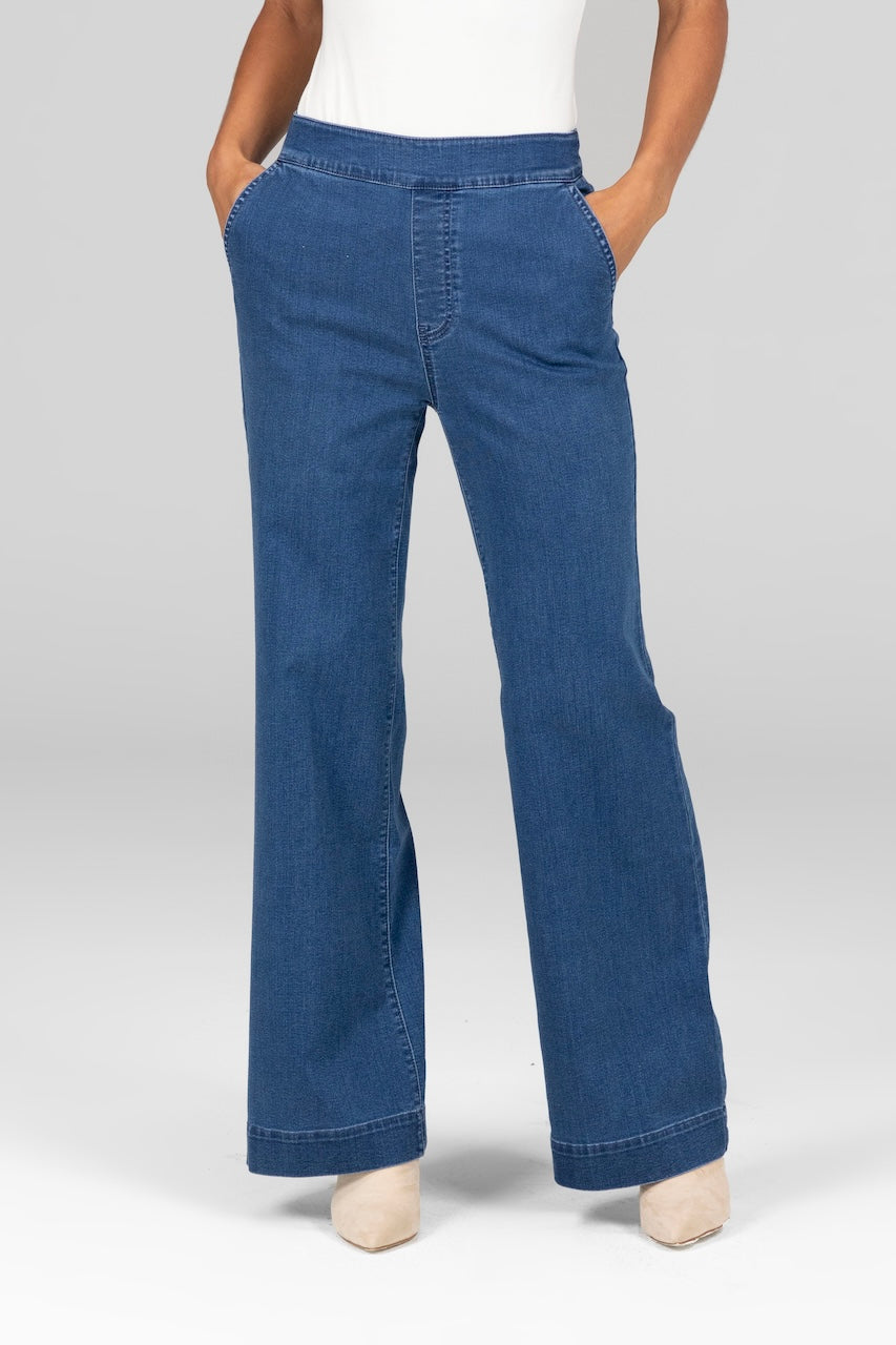 VERONICA STRETCH DENIM TROUSER: CLASSIC WASH