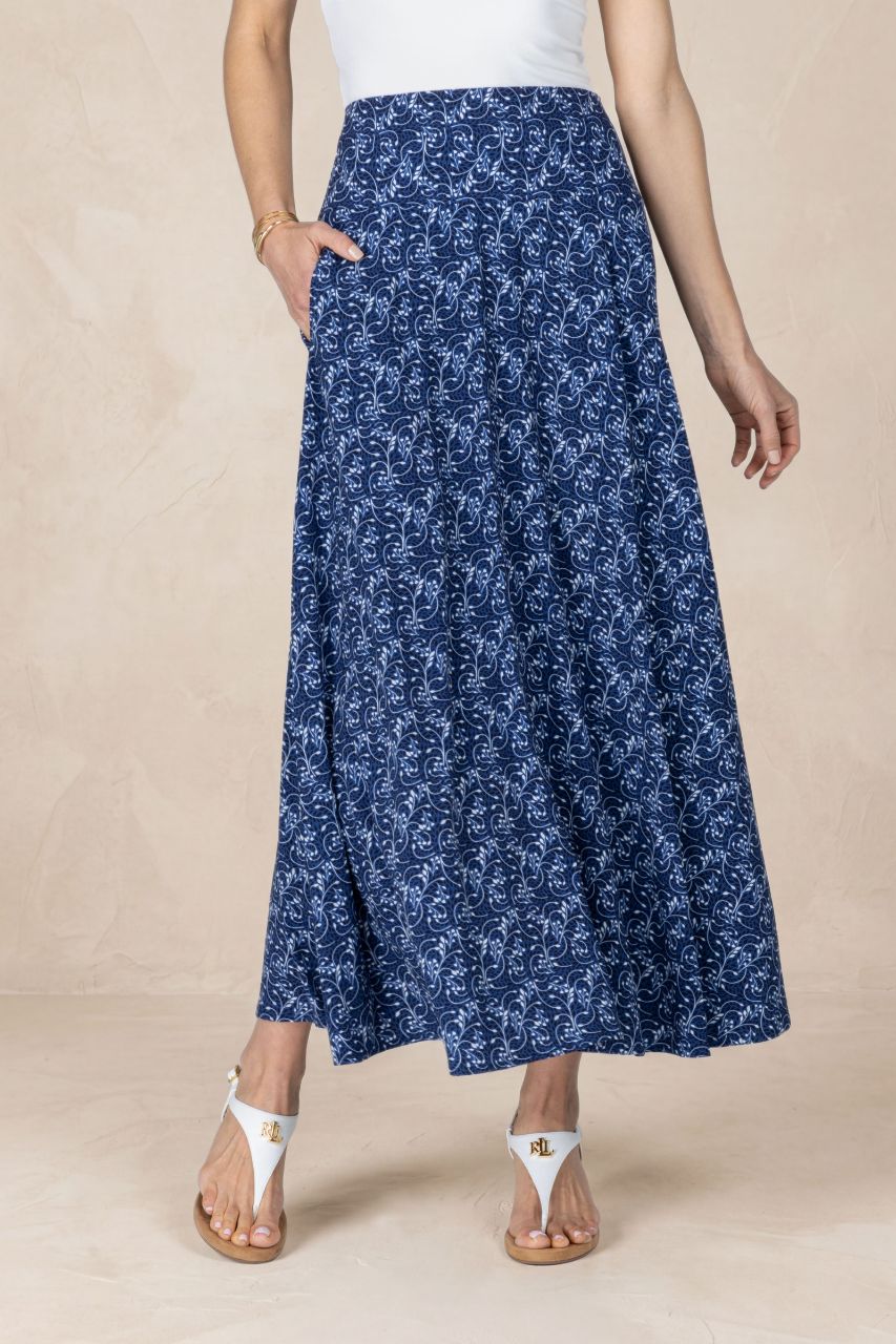 PORTOFINO SKIRT: BLUE VINES