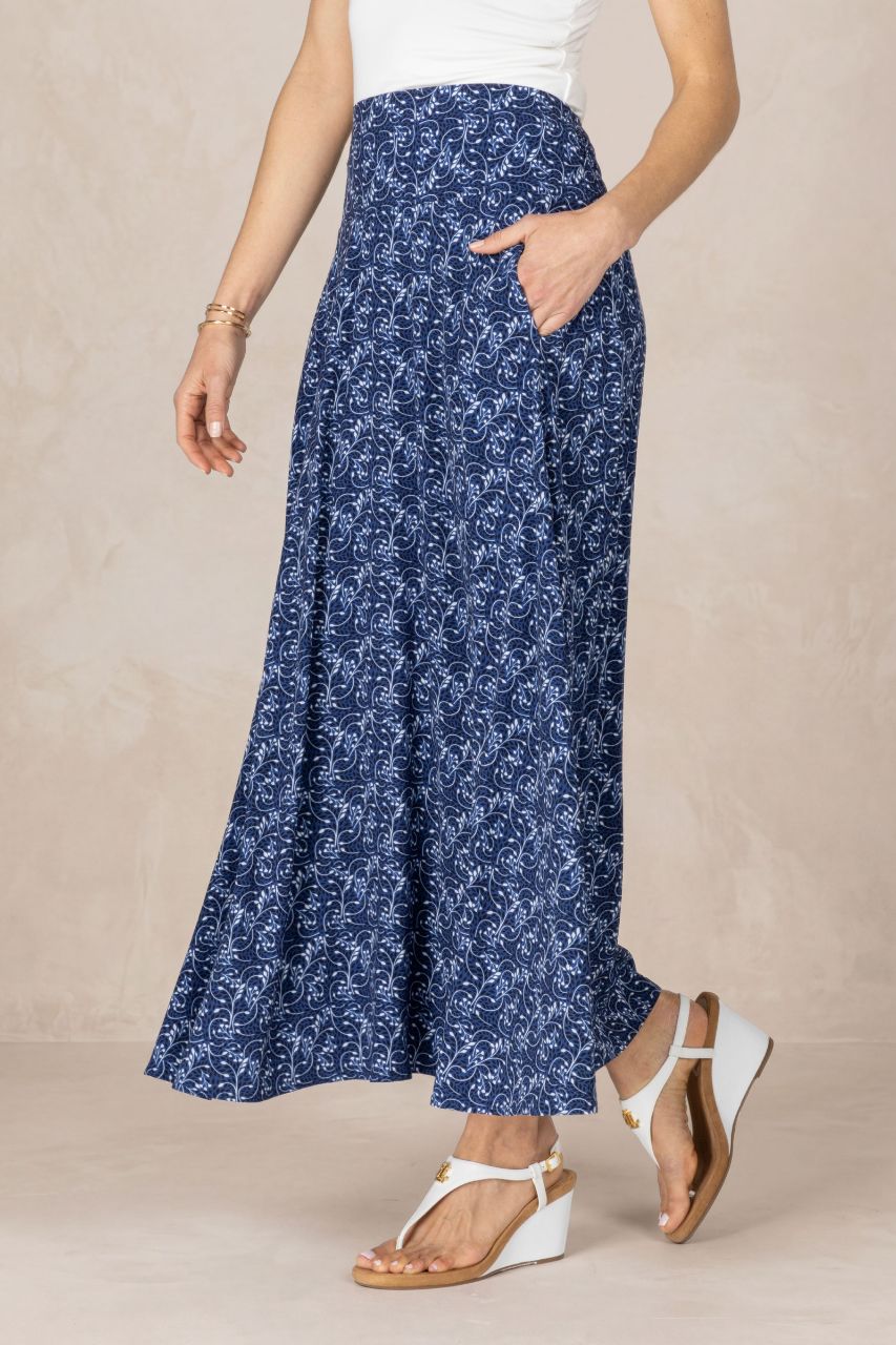 PORTOFINO SKIRT: BLUE VINES