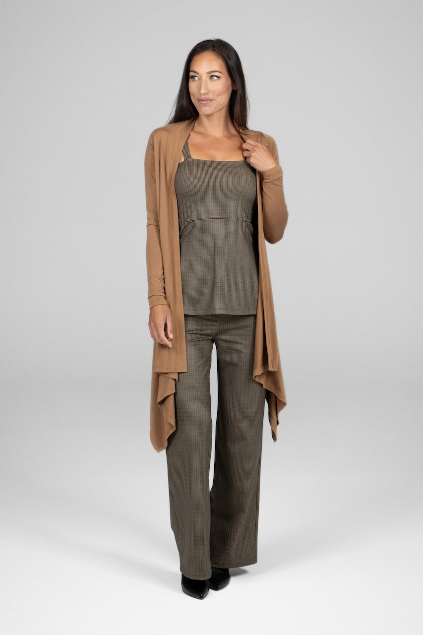 Infinity wrap cardigan in camel, featuring a cozy and versatile design.