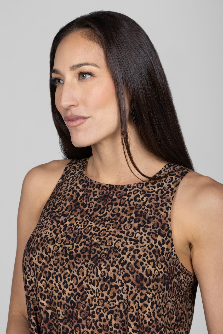 Close up photo of leopard print sleeveless top
