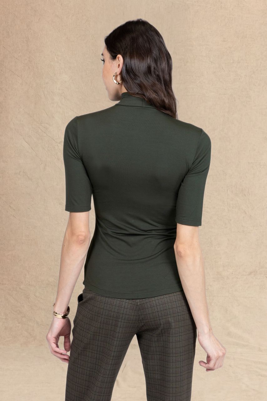 GRACE MOCKNECK TEE: LODEN
