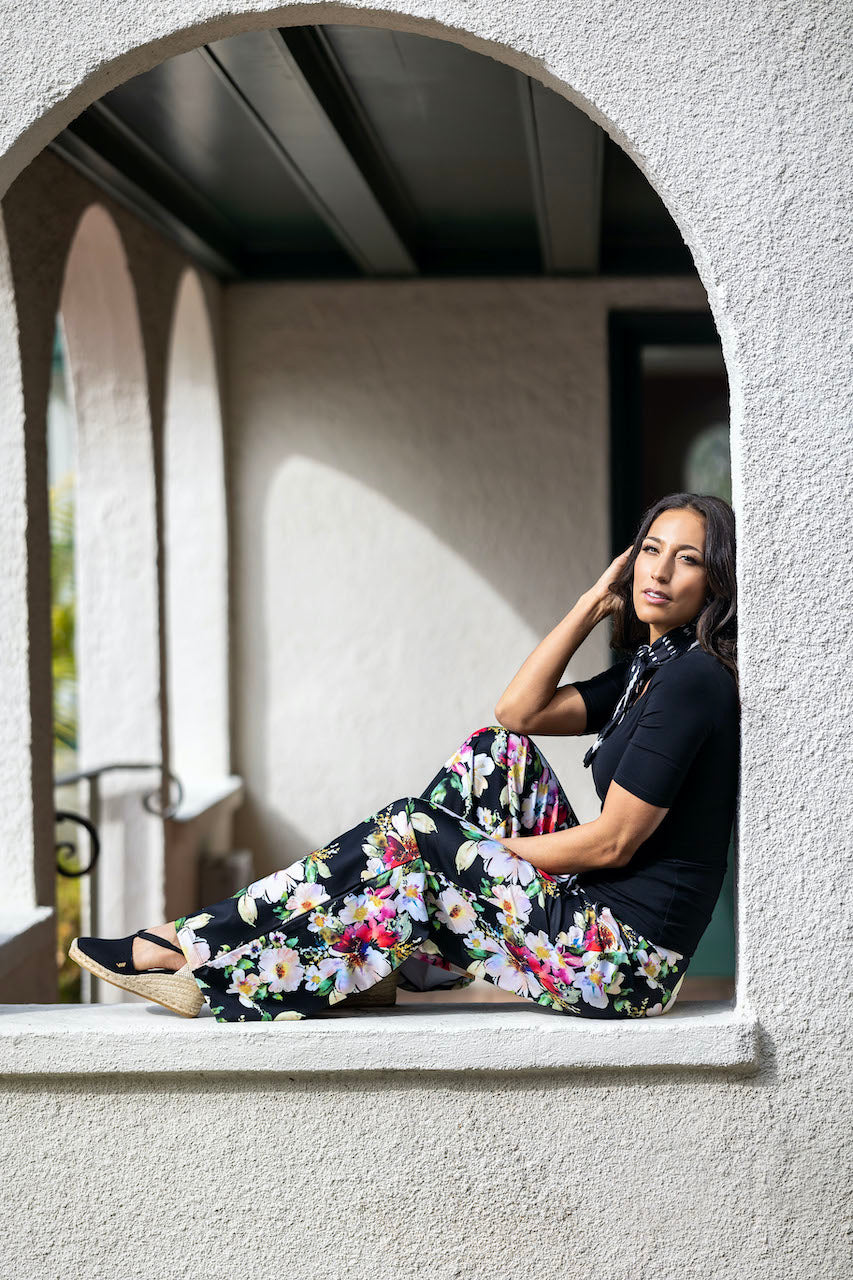 womens high waisted pants - floral print