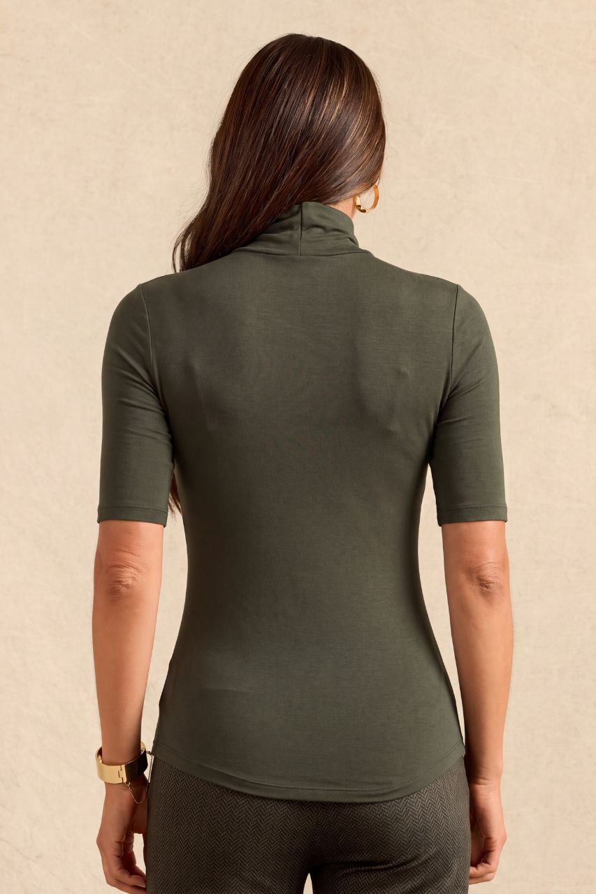 TURTLENECK ELBOW SLEEVE TEE: LODEN