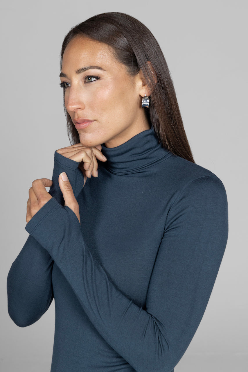 navy turtleneck