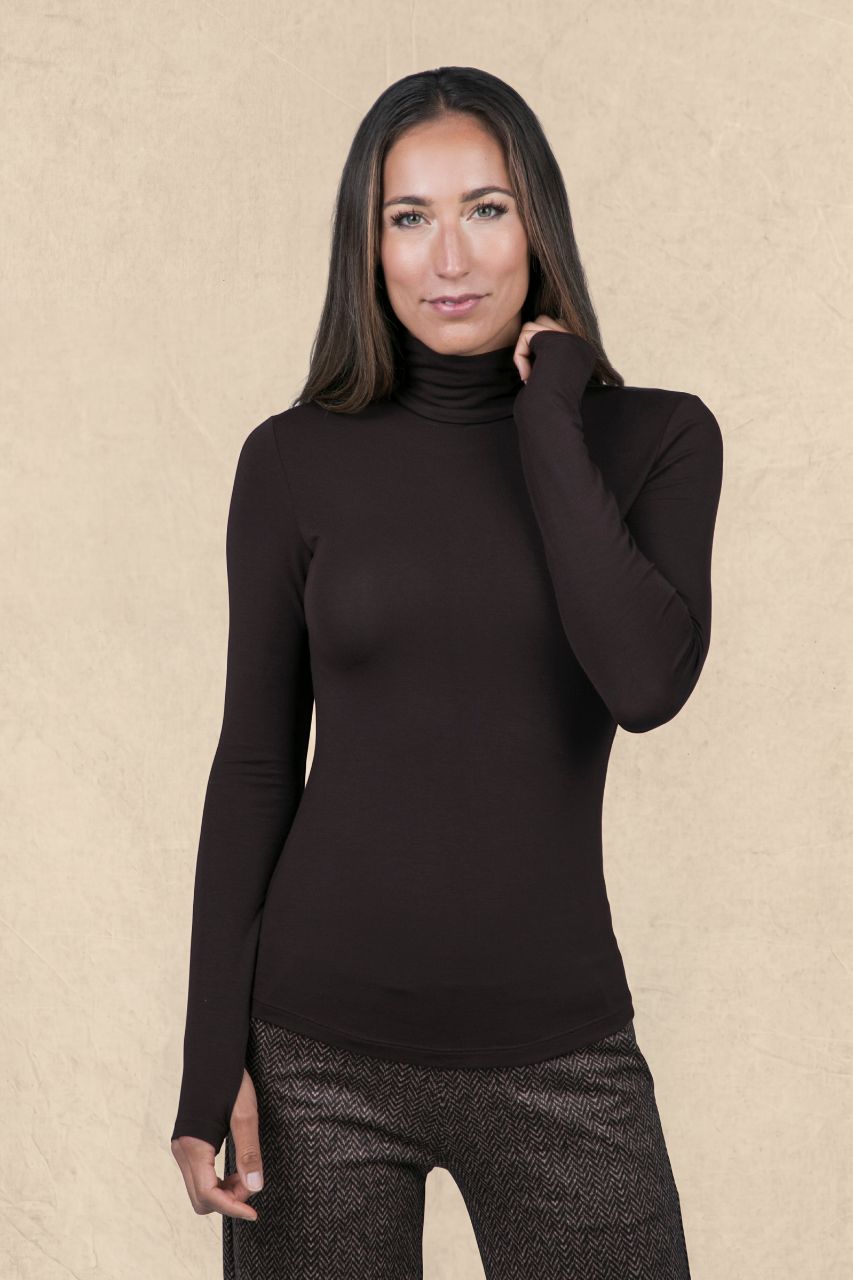 GRACE TURTLENECK: SABLE BROWN