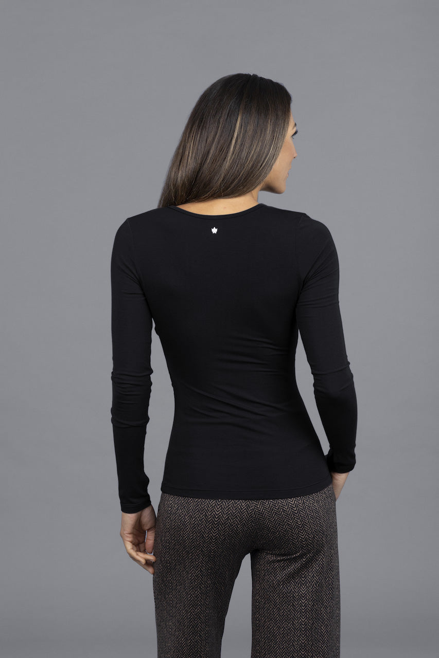 womens wrap top - black