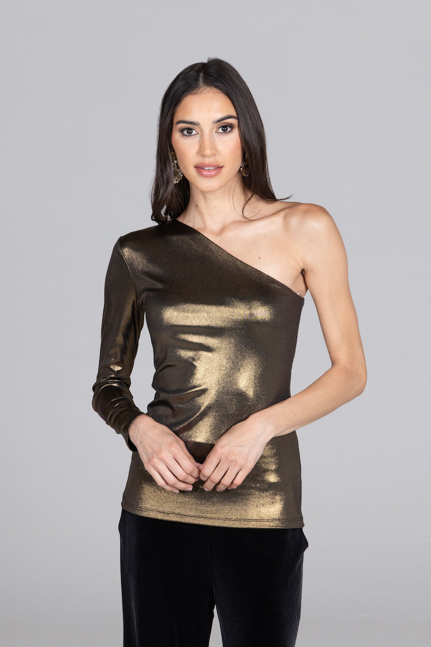 metallic top - one shoulder