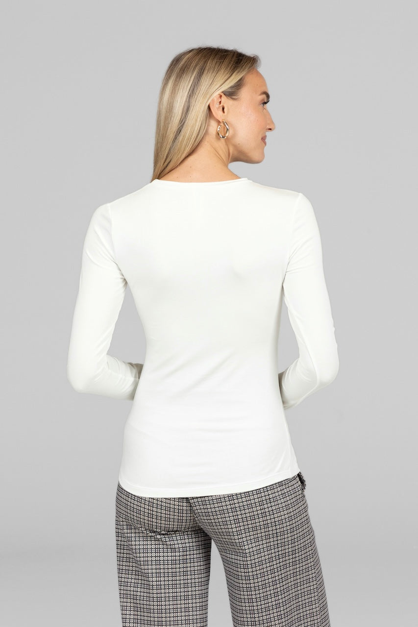 LUXE RUCHED CREW NECK: IVORY