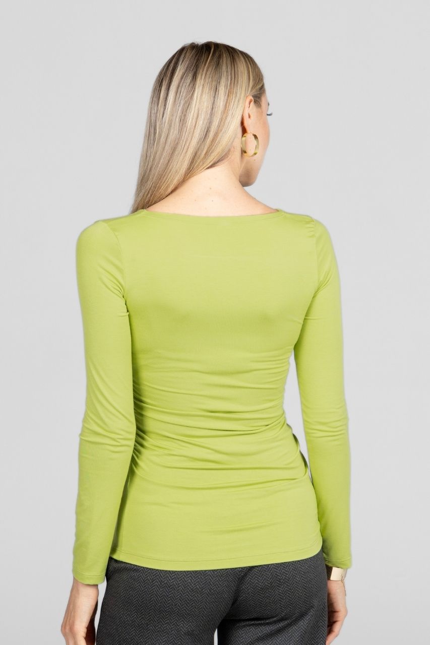 WIDE V-NECK TOP: CHARTREUSE