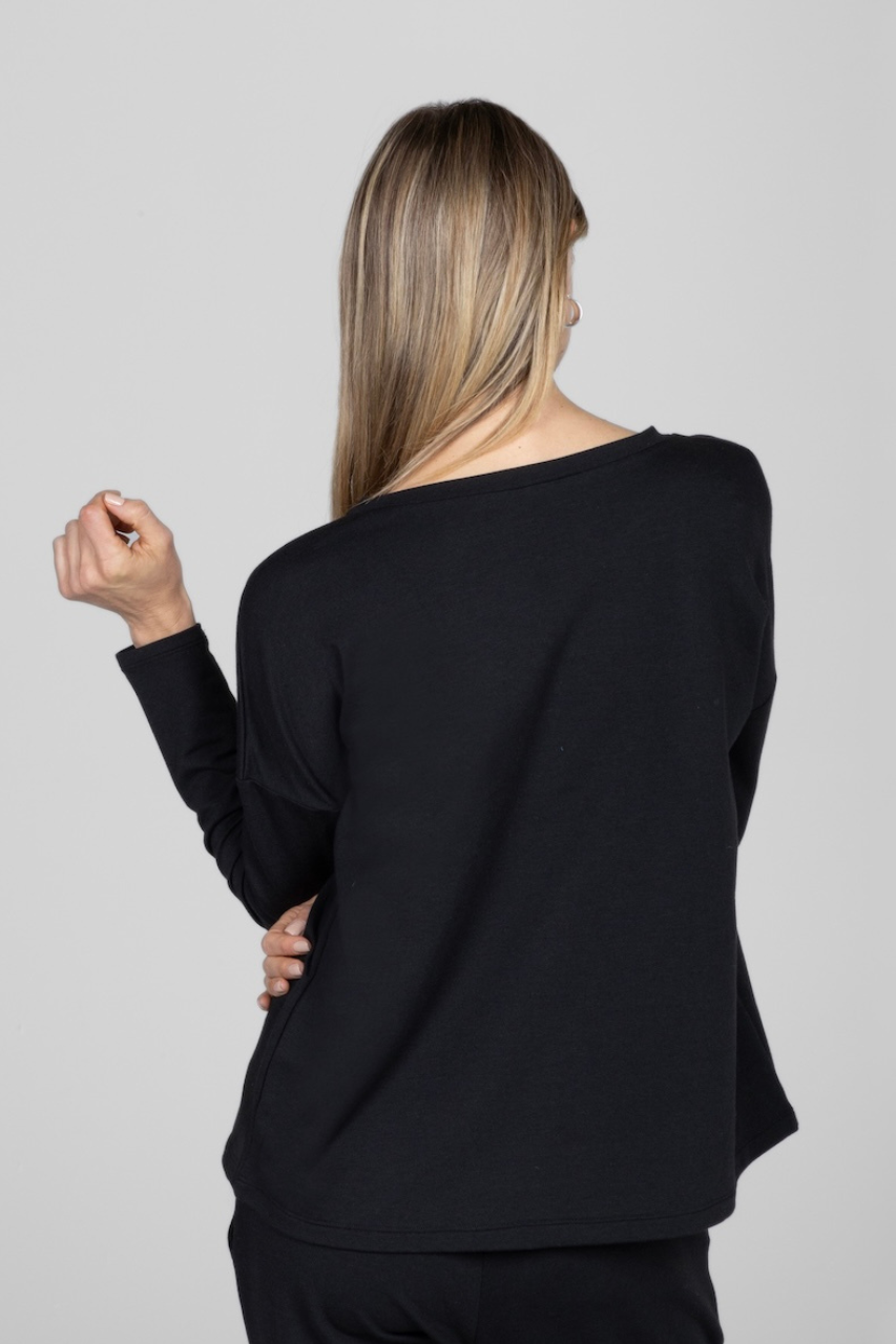 BOHO LONG SLEEVE TOP: BLACK