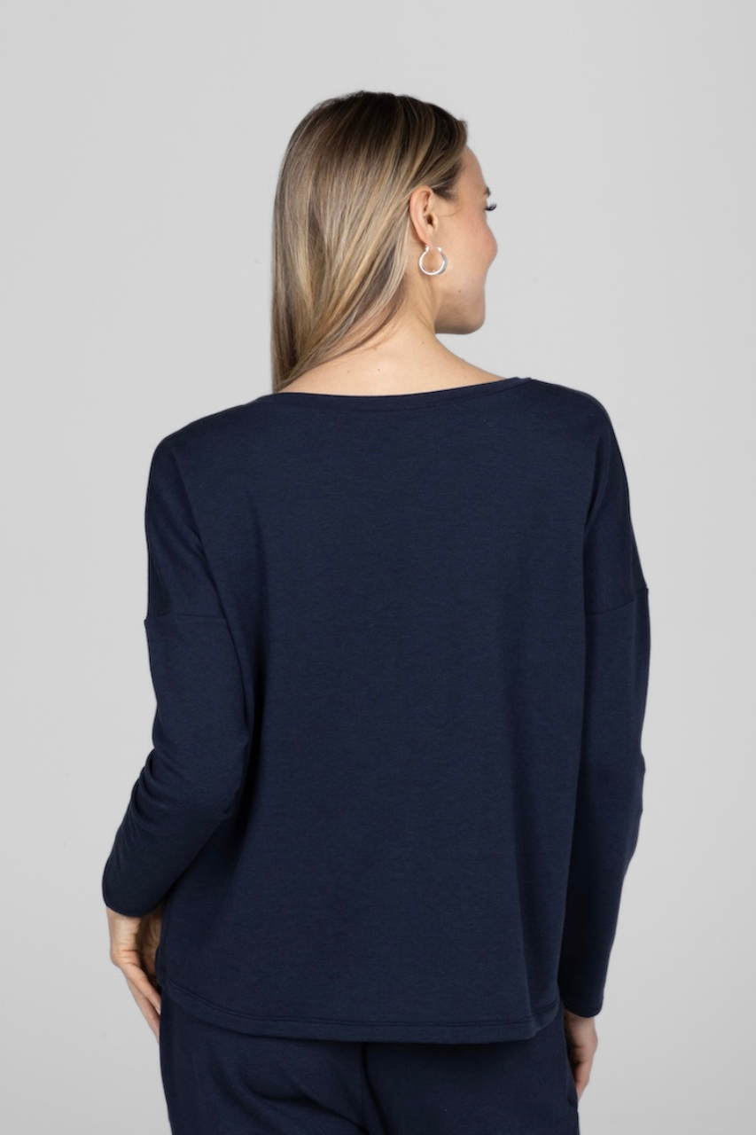 BOHO LONG SLEEVE TOP: NAVY