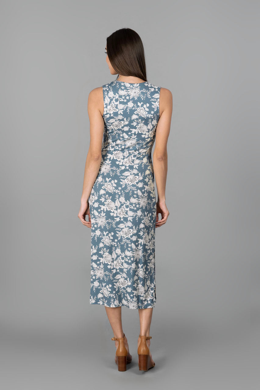 Blue Floral Midi Dress