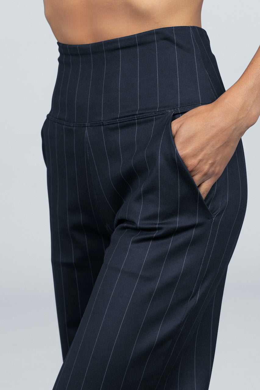 HIGH WAIST WIDE LEG PANT: PINSTRIPE