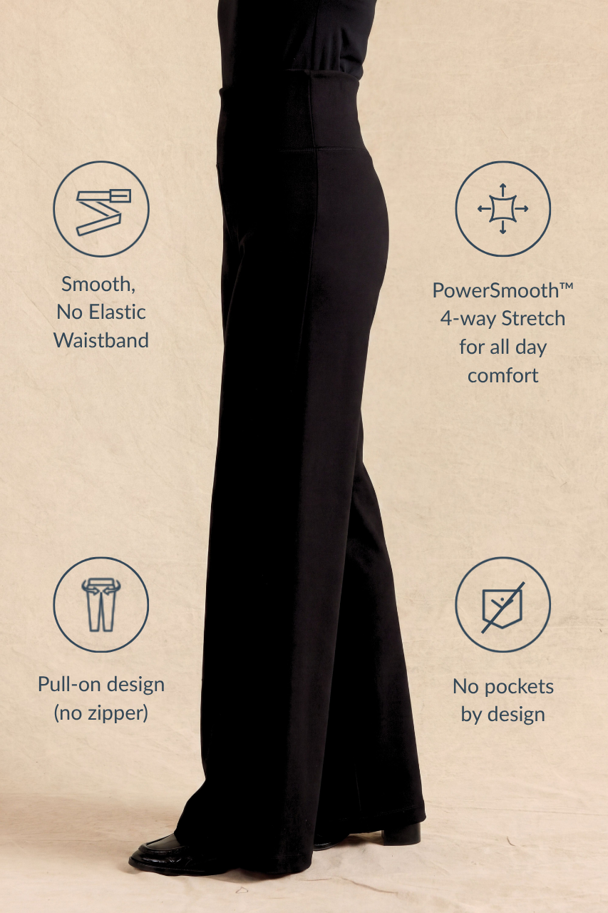 FLAWLESS HIGH WAIST WIDE LEG PANT: BLACK PONTE
