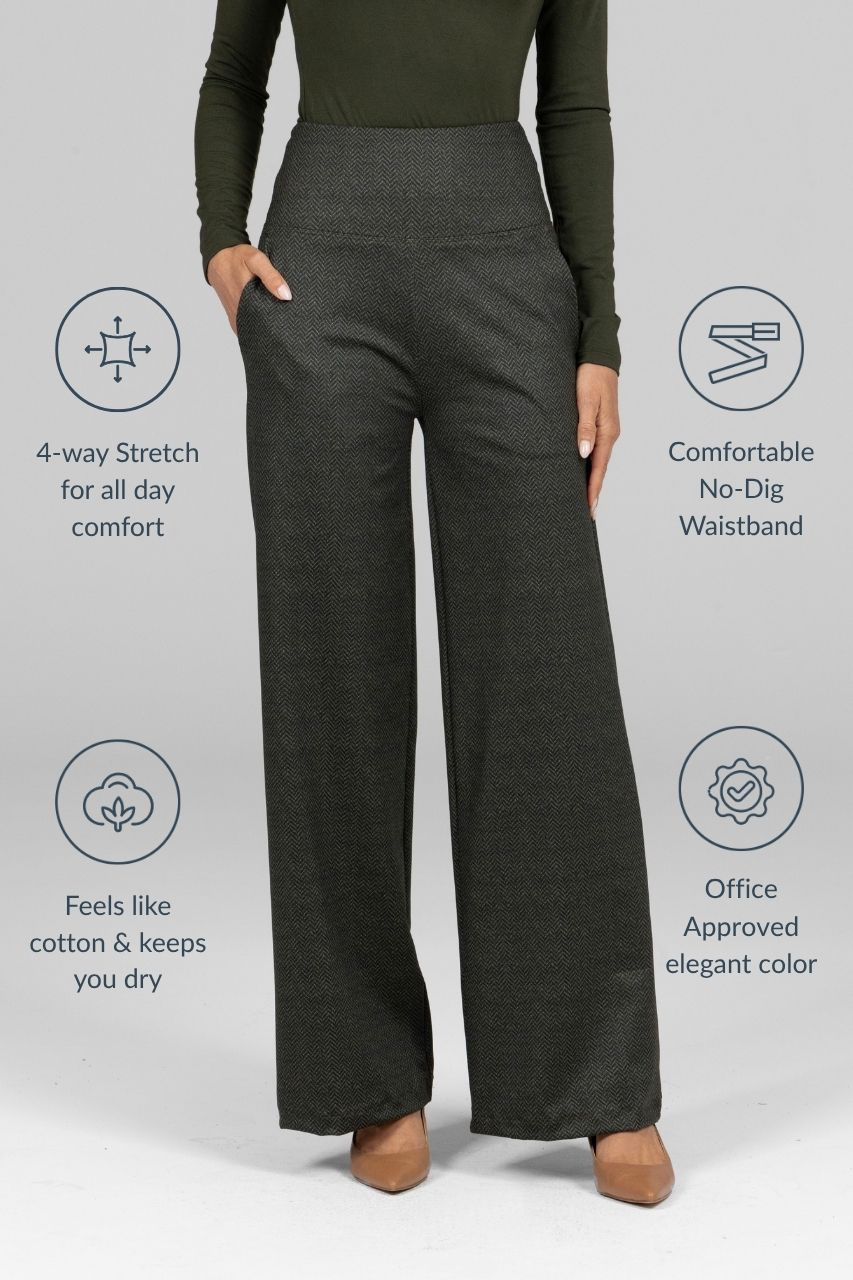 HIGH WAIST WIDE LEG PANT: OLIVE TWEED