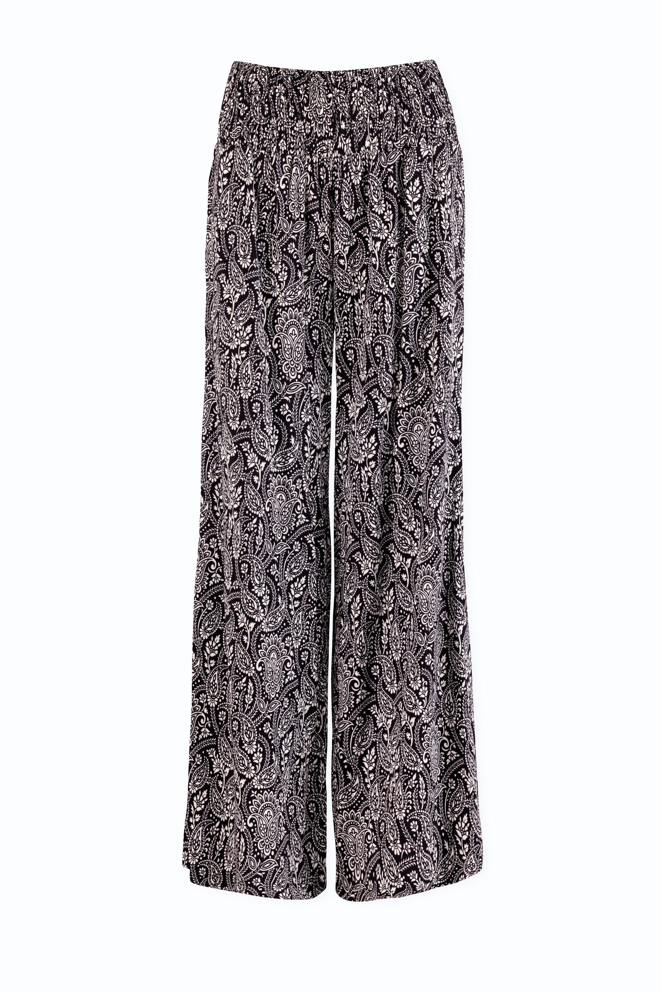 Paisley patterned pants on a white background
