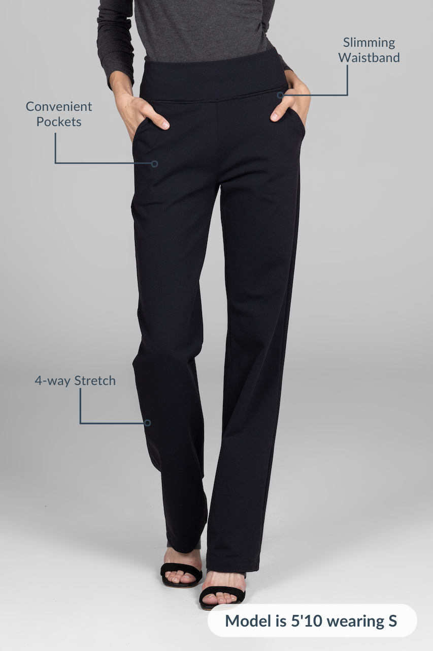 NINA STRAIGHT LEG PANT: BLACK