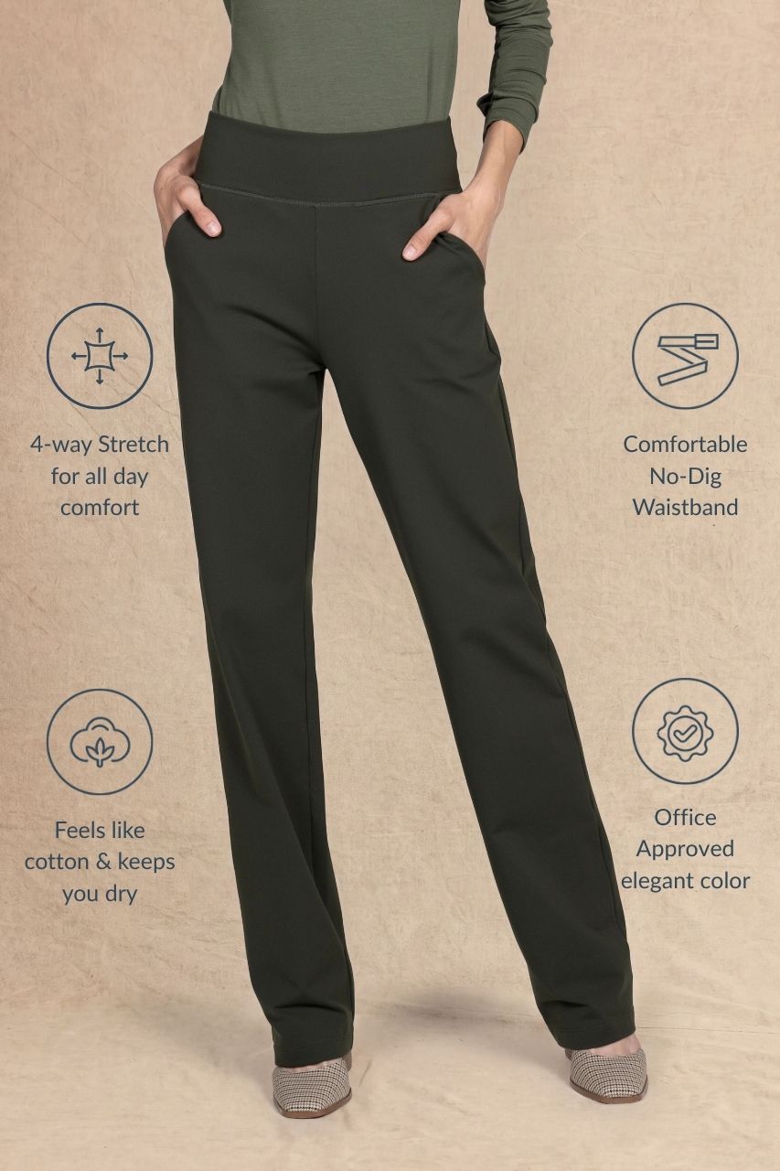 NINA STRAIGHT LEG PANT: LODEN GREEN