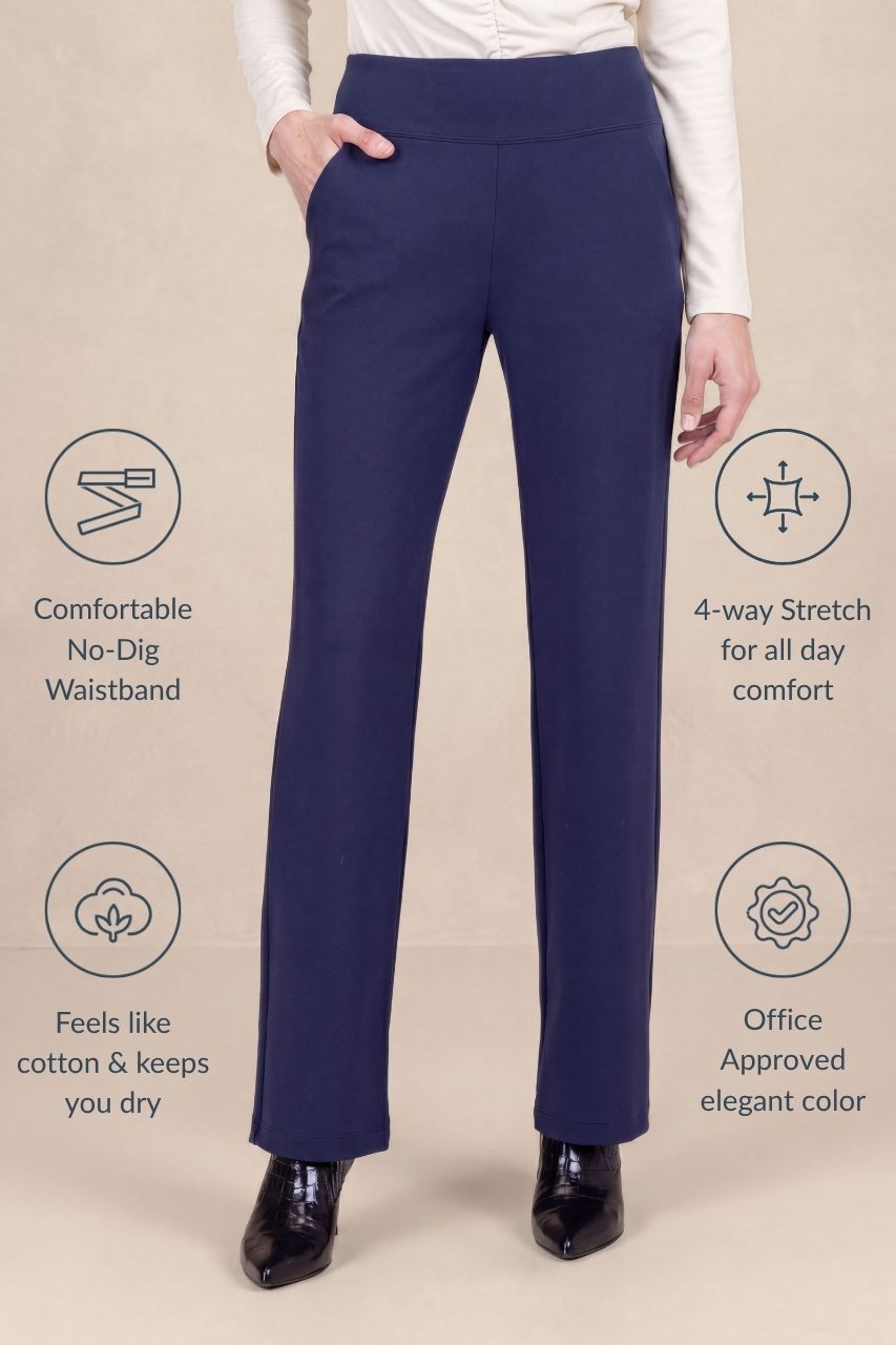 NINA STRAIGHT LEG PANT: OXFORD NAVY