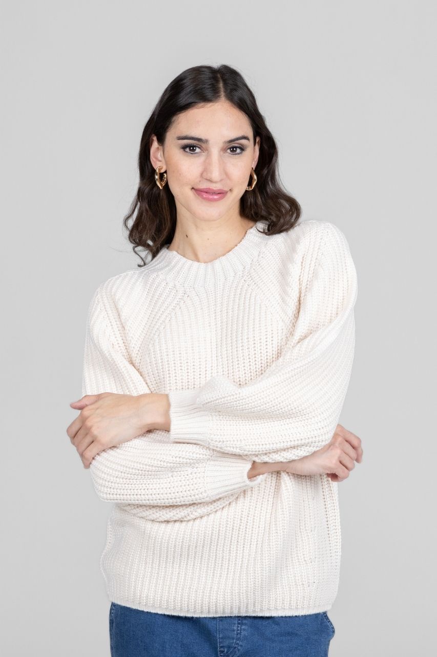 FISHERMAN SWEATER: IVORY