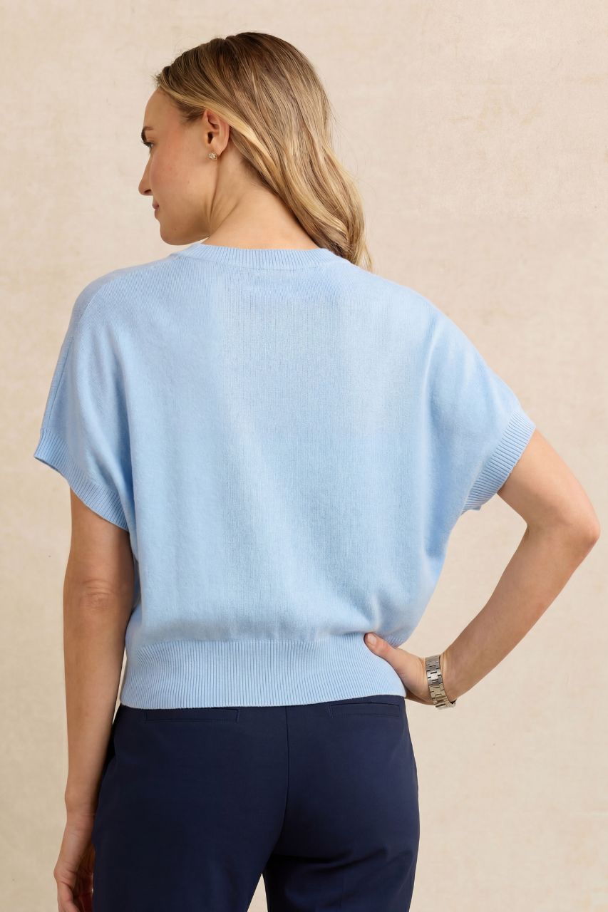 CAP SLEEVE SWEATER: LIGHT BLUE