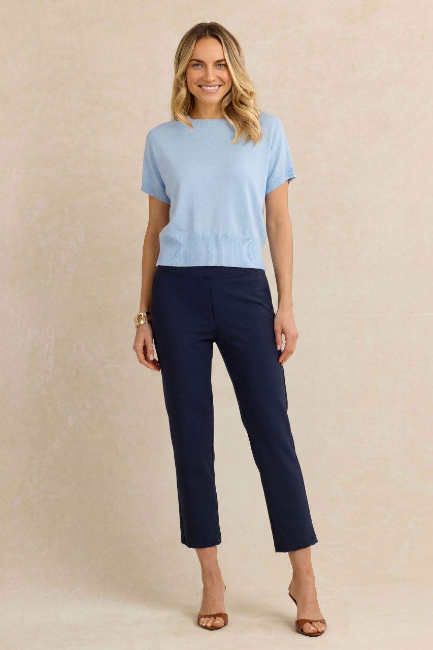 CAP SLEEVE SWEATER: LIGHT BLUE