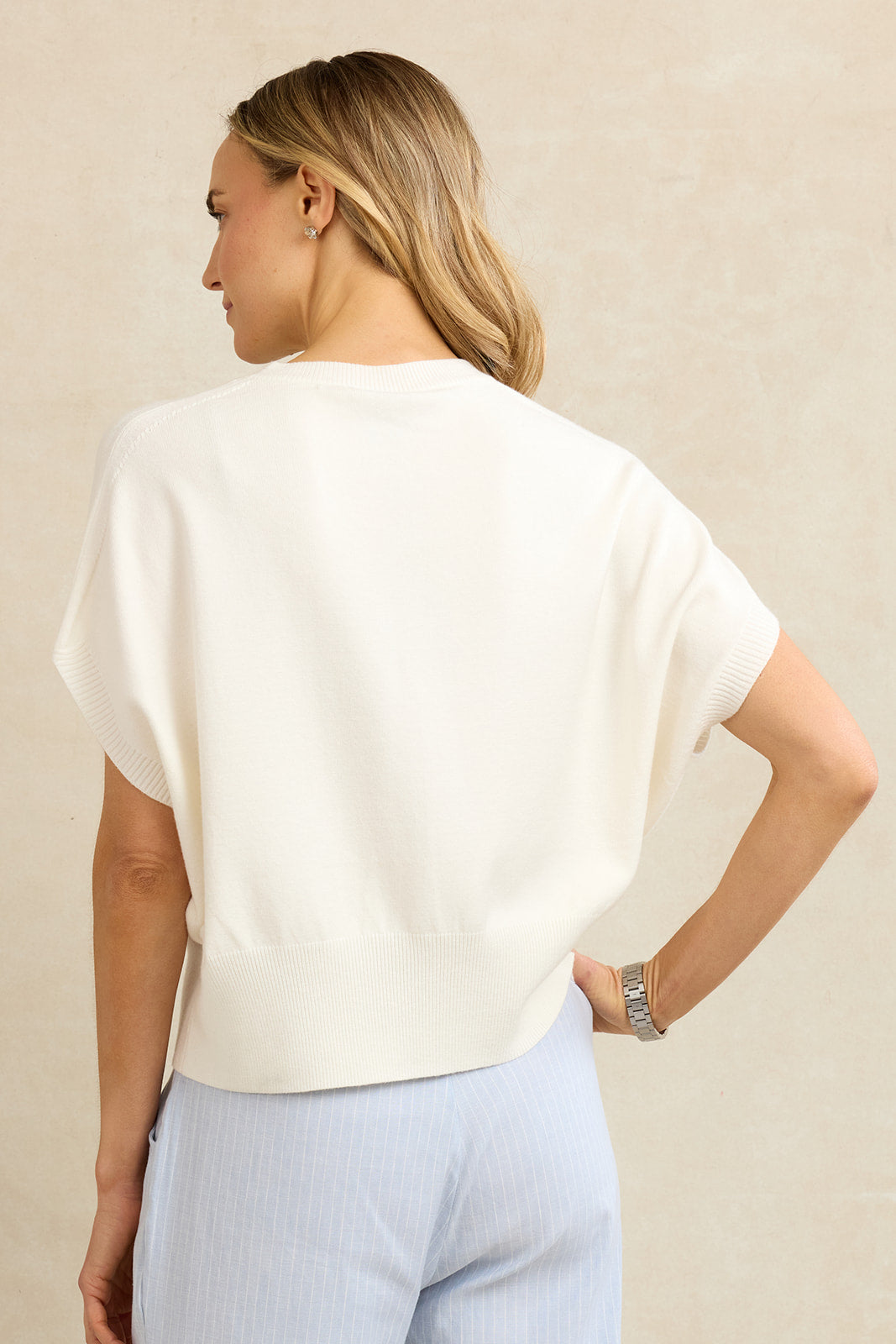 CAP SLEEVE SWEATER: IVORY
