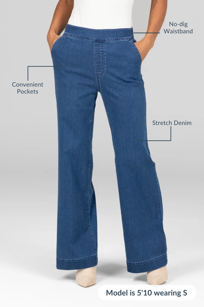 VERONICA STRETCH DENIM TROUSER: LIGHT WASH