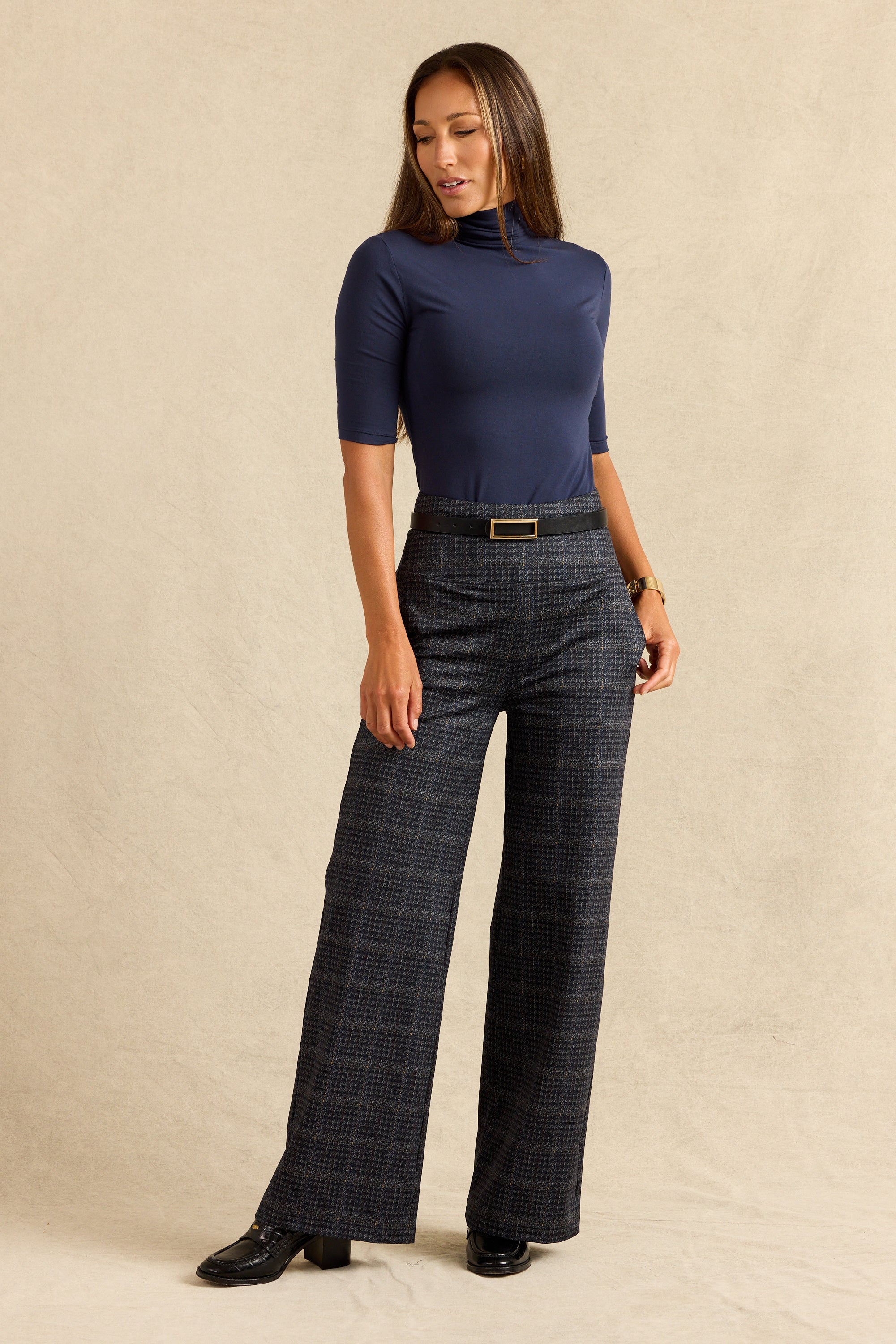 TURTLENECK ELBOW SLEEVE TEE: MARINE NAVY