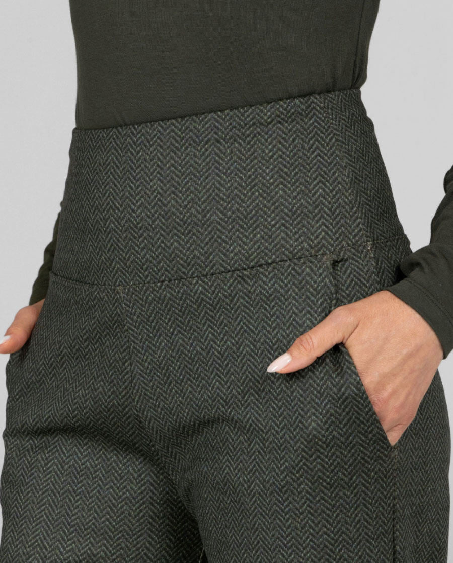 High Waist Wide LegOlive Tweed
